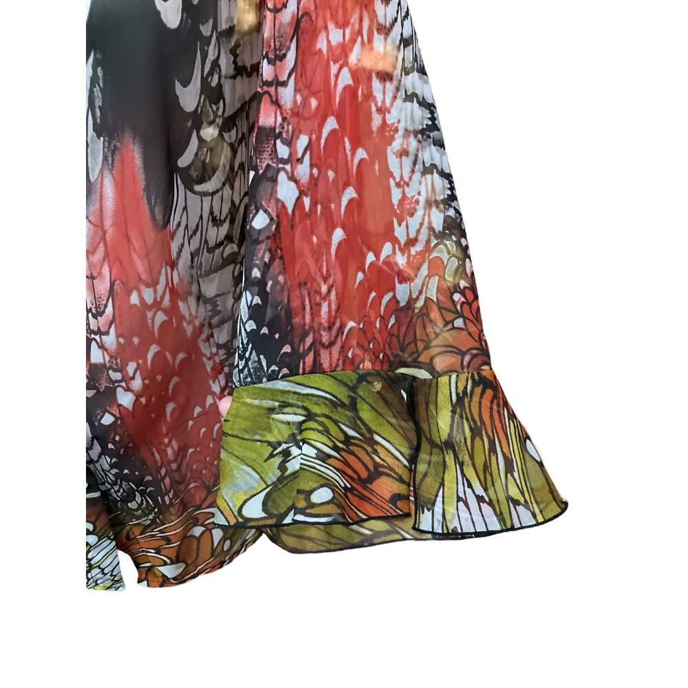 Nicola Women's Floral Multicolor Long Sleeve Button Front Sheer Blouse | Size L - Picture 6 of 10